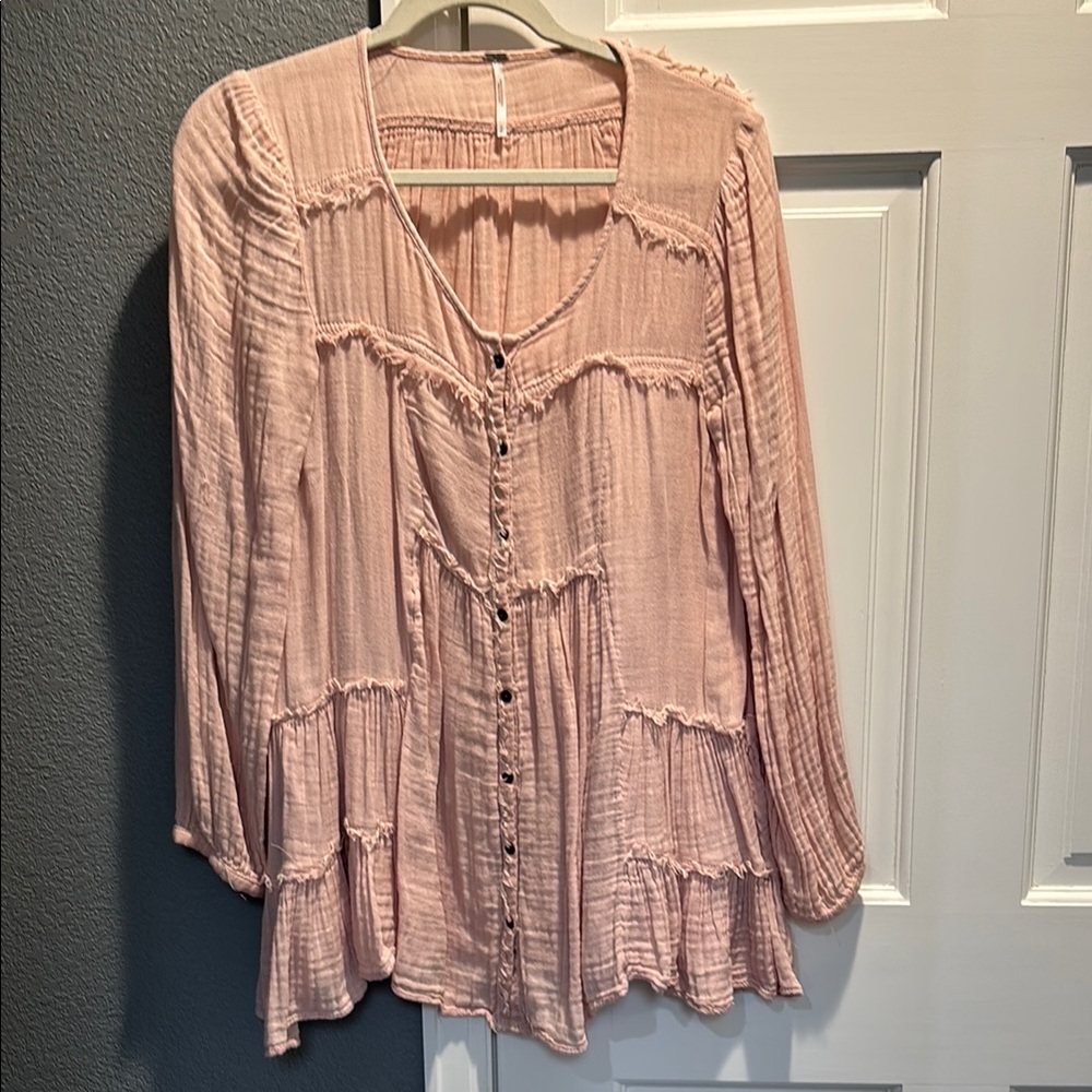 Free People Women's Pink Button-Down Top